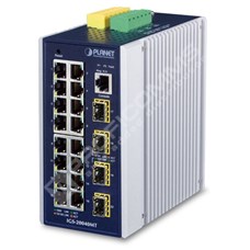 Planet IGS-20040MT: IP30 Industrial 16* 10/100/1000TP + 4* 100/1000X SFP Full Managed Ethernet Switch (-40 to 75 C, dual redundant power input on 9~48VDC terminal block, 2*DI, 2*DO, ERPS Ring, 1588 PTP TC, Modbus TCP, Cybersecurity features, IPv4/IPv6 Static Routing,  s