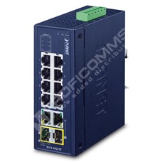 Planet IFGS-1022TF: IP30 Industrial 8-Port 10/100TX + 2-Port Gigabit TP/SFP Combo Ethernet Switch (-40 to 75 C, dual redundant power input on 9-48VDC/24VAC terminal block)