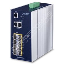 Planet IGS-10080MFT: IP30 Industrial 6* 100/1000X SFP + 2* 1G/2.5G SFP + 2*10/100/1000T Full Managed Ethernet Switch (-40 to 75 degree C, dual redundant power input on 12~48VDC terminal block, ERPS Ring, 1588, Modbus TCP, Cybersecurity features, IPv4/IPv6 Static Routing,