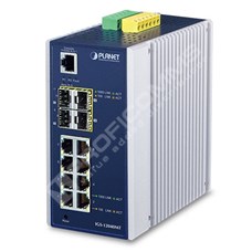 Planet IGS-12040MT: IP30 Industrial 8* 10/100/1000TP + 2* 100/1G SFP + 2*100/1G/2.5G SFP Full Managed Ethernet Switch (-40 to 75 C, dual redundant power input on 12~72VDC terminal block, 2*DI, 2*DO, ERPS Ring, 1588 PTP TC, Modbus TCP, Cybersecurity features, IPv4/IPv6 S