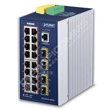 Planet IGS-6325-16P4S: IP30 DIN-rail Industrial L3 16-Port 10/100/1000T 802.3at PoE + 4-port 1G/2.5G SFP Full Managed Switch (-40 to 75 C, dual redundant power input on 48~56VDC terminal block, DIDO, ERPS Ring, 1588, Modbus TCP, ONVIF, Cybersecurity features, Hardware Laye