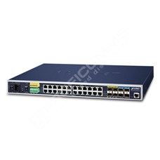 Planet IGS-6325-20T4C4X: "IP30 19"" Rack Mountable Industrial L3 Managed Core Ethernet Switch, 24*1000T with 4 shared 100/1000X SFP + 4*10G SFP+ (-40 to 75 C, AC + 2 DC, DIDO), ERPS Ring, 1588, Modbus TCP, Cybersecurity features, Hardware Layer3 OSPFv2 and IPv4/IPv6 Static R