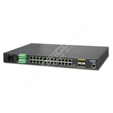 Planet IGSW-24040T: "IP30 19"" Rack Mountable Industrial L2+/L4 Managed Ethernet Switch, 24*1000T with 4 shared 100/1000X SFP (-40 - 75 C, AC + 2 DC, DIDO, ERPS Ring, 1588 PTP TC, Modbus TCP, Cybersecurity features, IPv4/IPv6 Static Routing,  supports CloudViewer app an