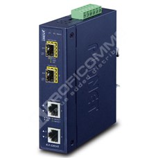 Planet IGT-2205AT: IP30 Industrial 2-port 10/100/1000T to 2-port 100/1000/2500X SFP Media Converter(-40 to 75 degree C, dual 12~48V DC/24V AC, Fiber ports Switch/Redundant mode DIP switch)