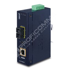 Planet IGTP-802T: IP30 Industrial 10/100/1000BASE-T to 1000BASE-SX Converter with 802.3at PoE+ (Multi-mode, 220m/550m, -40 to 75C, 12V~48V DC power boost, LFP Supported)