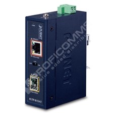 Planet IGTP-815AT: IP30 Compact size Industrial 100/1000BASE-X SFP to 10/100/1000BASE-T 802.3at PoE+ Media Converter (-40 to 75 C)
