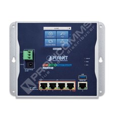 Planet WGR-500-4PV: IP30 Industrial Wall-mount Gigabit Router with 4-Port 802.3at PoE+ and LCD Touch Screen(120W PoE Budget, dual power input on 48-56VDC terminal block and power jack, -10~60 degrees C, Hardware NAT, IPv6)