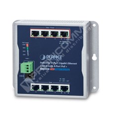 Planet WGS-804HP: IP30 8-Port Gigabit Wall-mount Switch with 4-Port 802.3AT POE+ (-40 to 75 C), dual redundant power input on 48-54V DC terminal block and power jack, wall mounting, magnetic wall mounting or DIN-rail mounting