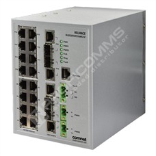 ComNet RLGE20FX4TX16MS/HV: Managed Industrial Substation Switch, 16 Port 10/100/1000Tx, 4 Port 10/100/1000Tx or 100/1000Fx SFP Combo, DIN/Wall Mount, Redundant 88-373 VDC or 85-264 VAC Power Inputs