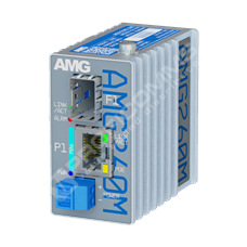 AMG systems AMG260M-1FBT-1S-P90: Industrial PoE Mini Media Converter 1 x 10/100Base-T(x) RJ45 Port with 802.3bt 60/90W PoE, 1 x 100/1000Base-Fx SFP Port, DIP-Switch Functions, DIN Rail / Wall Mount, -40°C to +75°C, 52-56VDC