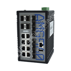 AMG systems AMG560-8G-12S: Industrial 20 Port Managed Switch, 8 x 10/100/1000Base-T(x) RJ45 Ports, 8 x 100/1000Base-Fx SFP Ports, 4 x 1000Base-Fx SFP Ports, DIN Rail Mount, -40 to +75°C, 12-48VDC Power Input