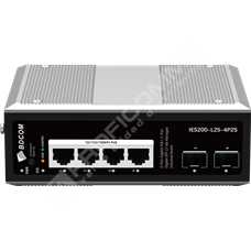 BDCOM IES200-L25-4P2S: 4-Port Gigabit PoE+ 2-Port Gigabit SFP L3-lite Managed PoE Industrial Switch (dual 48~55V DC pheonix PoE power input, 120W PoE budget, single 12V DC jack non-PoE power input; operating temperature: -40~75°C; IP40; DIN-rail installation)