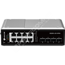 BDCOM IES200-L25-8P4S: 8-Port Gigabit PoE+ 4-Port Gigabit SFP L3-lite Managed PoE Industrial Switch (dual 48~55V DC pheonix PoE power input, 120W PoE budget, single 12V DC jack non-PoE power input; operating temperature: -40~75°C; IP40; DIN-rail installation)