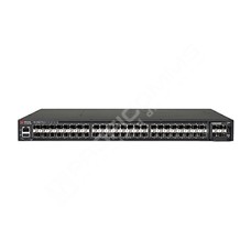 Ruckus ICX7450-48F-E: 48-port 1 GbE SFP fiber switch bundle includes 4x10G SFP+ uplinks, 2x40G QSFP+ uplinks/stacking, 1x250W AC power supply and one fan, front to back airflow