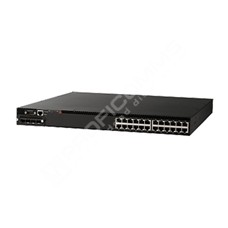 Ruckus FCX624-E-ADV: 24 ports of 10/100/1000 Mbps Ethernet with Advanced SW license that includes BGP. Front-to-back Airflow. Includes one RPS13-E power supply.