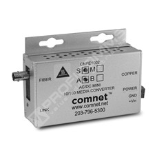 ComNet CNFE1002SAC1B-M: Media Converter, 100Mbps, Singlemode, 1 Fiber, B Side,  ST Connector, Mini, AC/DC Power