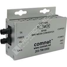 ComNet CNFE1005SAC2-M: Media Converter, 100Mbps, Singlemode, 2 Fibers,  ST Connector, Mini, AC/DC Power