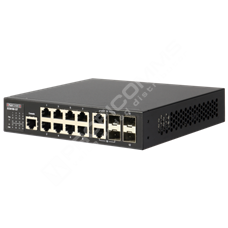 Edge-Core ECS4100-12T-DC: L2 Gigabit Ethernet Access Switch with 8x 10/100/1000Base-T (RJ-45) ports, 2x Combo GE and 2x SFP Gigabit Uplink ports, IPv6 support, QoS, DC power supply 36 - 60V, záruka na zdroje 24 měsíců