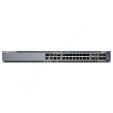 Juniper EX4100-24P: EX4100 24-Port 10/100/1000BaseT PoE+, 4x 10G SFP+ Uplink ports, 4x 25G SFP28 Stacking/Uplink ports, redundant fans, 1 AC PSU JPSU-920-AC-AFO included (optics sold separately) with Standard SW.