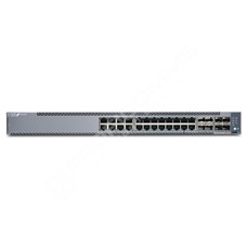 Juniper EX4100-24T-DC: EX4100 24-Port 10/100/1000BaseT, 4x 10G SFP+ Uplink ports, 4x 25G SFP28 Stacking/Uplink ports, 1 DC PSU JPSU-150-DC-AFO included (optics sold separately) with Standard SW. TAA Compliant.