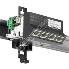 Microsens MS440207PMXH-48G6-GT: Gigabit Ethernet ruggedized Micro-Switch, Horizontal Version, 4x10/100/1000T PoE+ (PSE), 2x SFP-Uplink 100/1000X Port (dual speed), DIN rail mounting, power supply 44..57 VDC