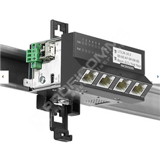 Microsens MS440209PMXH-48G6-GT: Gigabit Ethernet ruggedized Micro-Switch, Horizontal Version, 4x10/100/1000T PoE+ (PSE), 1x SFP-Uplink 100/1000X Port (dual speed), 1x 10/100/1000T PoE+ (PSE) downlink, DIN rail mounting, power supply 44..57 VDC