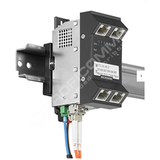 Microsens MS440219PMXH-48G6-GT: Gigabit Ethernet ruggedized Micro-Switch, Vertical Version, 4x10/100/1000T PoE+ (PSE), 1x SFP-Uplink 100/1000X Port (dual speed), 1x 10/100/1000T PoE+ (PSE) downlink, DIN rail mounting, power supply 44..57 VDC