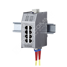 Microsens MS650851PM-48: Industrial Gigabit Ethernet Switch 1x 10/100/1000Base-T, 7x10/100Base-TX, 2x1000Base-SX Redundancy Uplink Multimode 850nm, SC, Power-over-Ethernet acc. IEEE802.3af, 48VDC Power Input