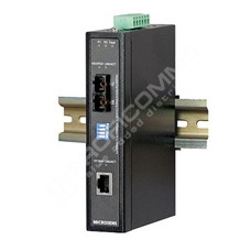 Microsens MS655060PX-48: Industrial Fast Ethernet Bridging Converter + PoE, 1x 10/100Base-TX (PSE) to 100Base-FX Multimode 1310nm SC, 48 VDC,  extended temperature range -40°C ~ +75°C