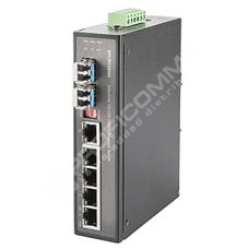 Microsens MS657203PX: Industrial Gigabit Ethernet Switch, 4x 10/100/1000T, 1x 10/100/1000T or 100/1000X SFP Combo Port, 1x 100/1000X SFP Slot, 4x PoE+ up to 30W per port, 48..56VDC redundant input