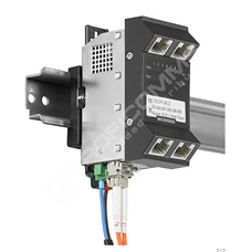 Microsens MS440217PMXH-48G6-GT: Gigabit Ethernet ruggedized Micro-Switch, Vertical Version, 4x10/100/1000T PoE+ (PSE), 2x SFP-Uplink 100/1000X Port (dual speed), DIN rail mounting, power supply 44..57 VDC
