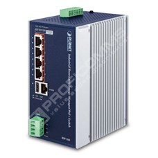 Planet BSP-360: "IP30 Industrial Renewable Energy 4-Port 10/100/1000T 802.3at PoE+ Managed Ethernet Switch/Router (-10 to 60 degree C, 4-Port Gigabit 802.3at PoE+ injector + 1-Port Gigabit Ethernet; 24V/1A DC output, Web management, 400-watt PV power input, MPPT bat