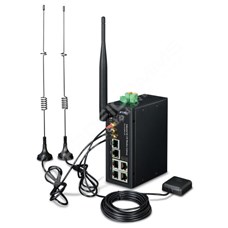 Planet ICG-2510WG-LTE-EU: Industrial 4G LTE Cellular Wireless Gateway with 5-Port 10/100/1000T (2 Module SIM Card Slots, 802.11ac Dual Band, GPS, 1 RS232/RS485, DI/DO, -35~75 degrees C, LTE Band B1/B3/B5/B7/B8/B20)