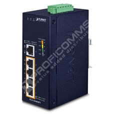 Planet IGS-504HPT: IP40 Industrial 4-Port 10/100/1000T 802.3at PoE + 1-Port 10/100/1000T Gigabit Ethernet Switch(-40 to 75 C, dual 12V~56V DC power boost, PoE Usage LED)