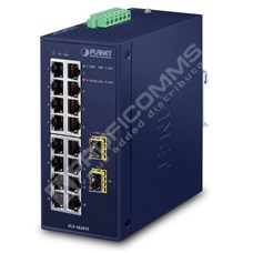 Planet IGS-1820TF: IP30 Industrial 16-Port 10/100/1000T + 2-Port 1000X SFP Gigabit Ethernet Switch (-40~75 degrees C, dual 12~48V DC/24V AC)