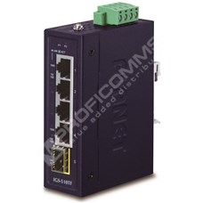Planet IGS-510TF-ref: IP30 Compact size 4-Port 10/100/1000T + 1-Port 100/1000X SFP Gigabit Ethernet Switch (-40~75 degrees C, dual 9~48V DC/24V AC)-ref