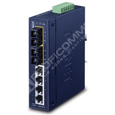 Planet ISW-621T: IP30 Slim Type 4-Port Industrial Ethernet Switch + 2-Port 100Base-FX(SC) (-40 - 75 C)