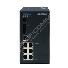 Raisecom S1010i-2FX-6FE-BP-SS1-DC12: L2 Din-Rail manageable industrial switch with 2*100Base-FX SFP ports, 6*10/100Base-TX ports, and DC 12V (10-36V) power suppl