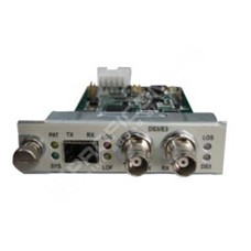 Raisecom RC802-DS3/E3 (Rev.B): Module,  fiber optic modem, 1 DS3/E3 (switched by DIP switch, 75 Ohm unbalanced, BNC) over fiber in SFP connector, SNMP managed in RC002 series chassis