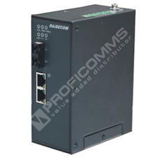 Raisecom S1003i-FX-2FE-S1-ST-AC: L2 Din-Rail manageable industrial switch with 1*100Base-FX ST optical port, 2*10/100Base-TX ports, and AC220V (85-264V) power supply, 1310nm, FE single-mode, <20km transmission distance, ST interface