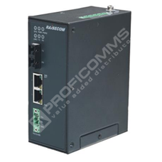 Raisecom S1003i-FX-2FE-S1-ST-DCW48: L2 Din-Rail manageable industrial switch with 1*100Base-FX ST optical port, 2*10/100Base-TX ports, and DC 48V (20-72V) power supply, 1310nm, FE single-mode, <20km transmission distance, ST interface 