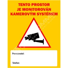  SAM-CCTV-02: Univerzální samolepka "Tento prostor je monitorován kamerovým systémem." s kolonkou pro údaje provozovatele, rozměr 7 x 9 cm