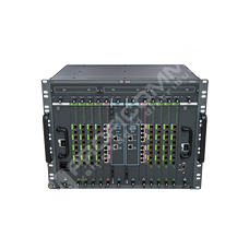 ubiQuoss U9264H: U9264H 14 slots chassis includes Backplain, 2x switch & CPU Module, 3x Fan module, 2x AC Power Supply, 2x slots for Line Interface modules and 8x slots for PON interface modules